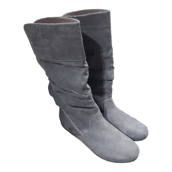 St. John's Bay Gray Synthetic Slouch Boots Women's Size 9.5 - Picture 1 of 8